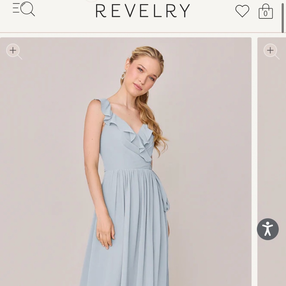 Revelry Light Blue Chiffon Faux Wrap bridesmaid or formal dress size 2